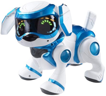 This is an image of robotic puppy in blue color 