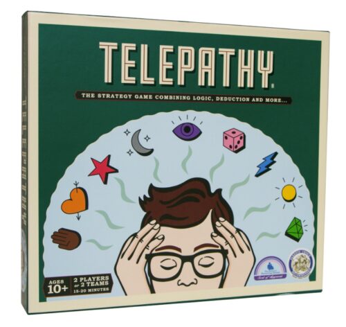 this is an image of a Telepathy Head-to-Head Logicboard game for children age 10 years old to adult.