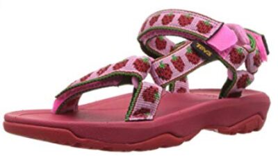 this is an image of a pink sports sandal for little kids. 