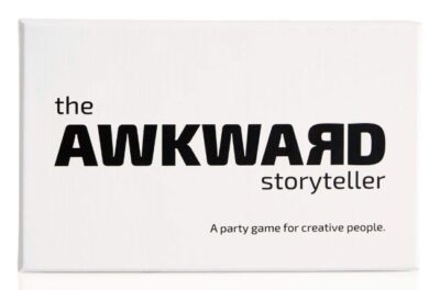 this is an image of an awkward storyteller card game for ages 16 and up. 