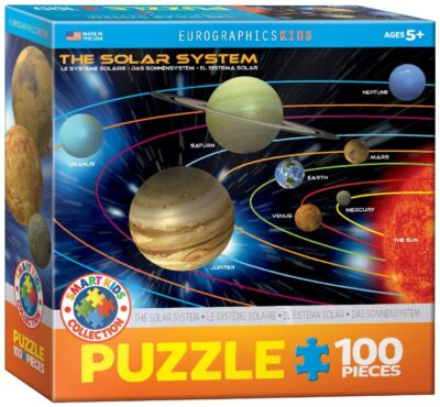 This is an image of kid's the solar system puzzle with 100 pieces 