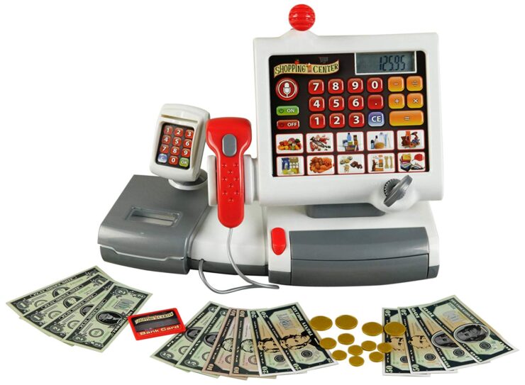 Theo klein electronic toy cash register designed for kids