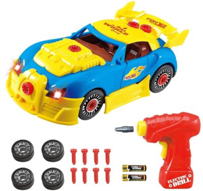 This is an image of boy's toy racing car construction in colorful colors