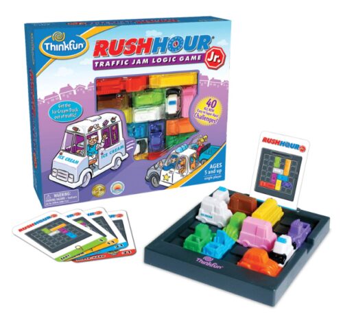 this is an image of a Rush Hour traffic jam logic game for kids age 5 and up. 