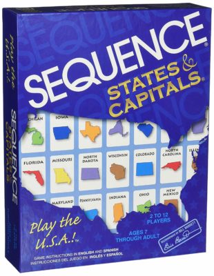 This game about learning names of sequence states and capitals 