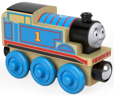 this is an image of a wooden Thomas and Friends toy train. 