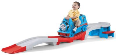this is an image of a 9 feet Thomas ride on playset for kids. 