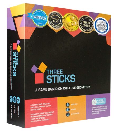 this is an image of a Three Sticks Creative Fun Math board game for kids.