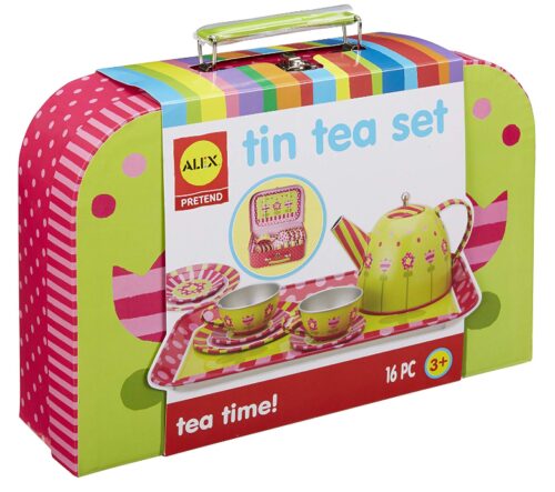 this is an image of a tin tea playset for kids.