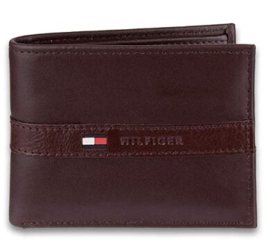 This is an image of a dark brown leather wallet.