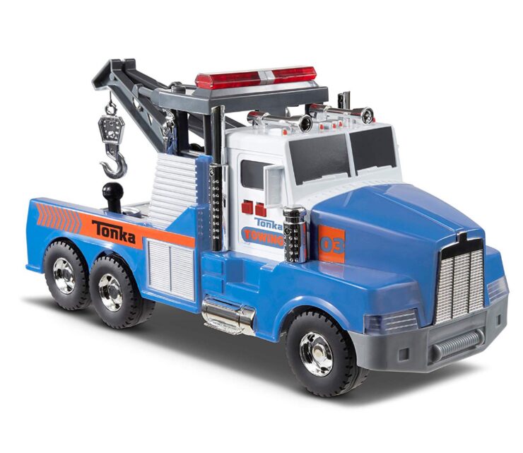 this is an image of a Tonka Mighty Motorized Tow Truck Toy Vehicle