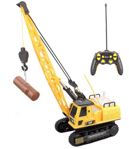 Top Race 12 Channel Remote Control Crane, Battery Powered Radio Control Construction Crane With Lights & Sound