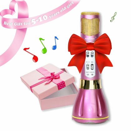 Pink microphone karaoke machine