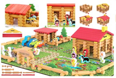 this is an image of a farm house building set for kids for ages 3 and up.