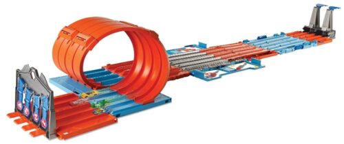 This is an image of Track builder system race for cars by Hot Wheels