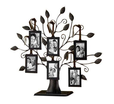 this is an image of a family tree of life picture frame with stand. 