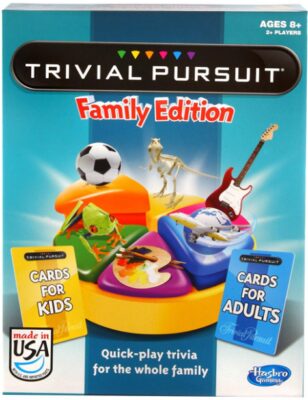 This is an image of Trivial pursuit board game family edition designed for kids
