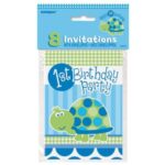 Turtle 1st Birthday Invitations