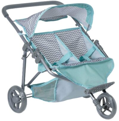 This is an image of Twin pram doll in blue color