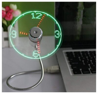 this is an image of a USB LED clock fan. 