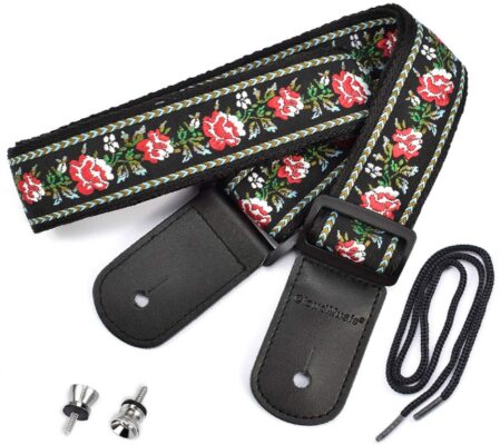 This is an image of Ukulele floral rose strap