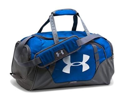 this is an image of a blue gym bag for men, and women. 