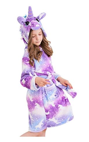 this is an image of a Unicorn hooded sleepwear for girls. 