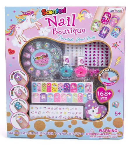 this is an image of a Unicorn nail art kit for girls. 