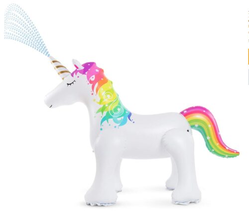this is an image of a unicorn sprinkler for kids.