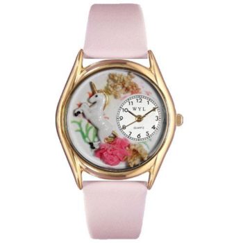 Classic Gold Unicorn Pink Leather And Goldtone Watch