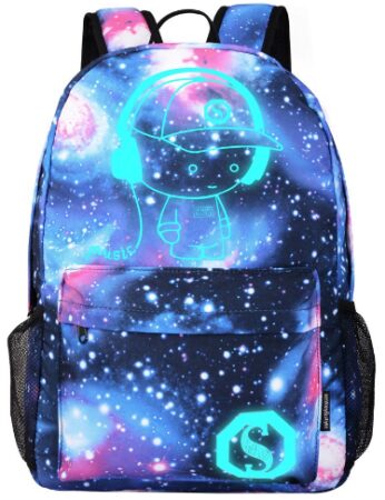 This is an image of unisex backpack in blue galaxy color