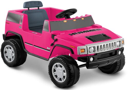 This is an image of Pink kids 6V Pink Hummer H2