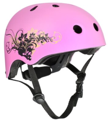 this is an image of a pink skate helmet for kids, teens and adult. 