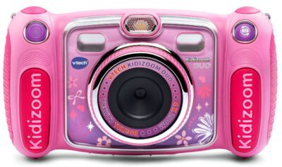 this is an image of a pink duo selfie camera for kids. 