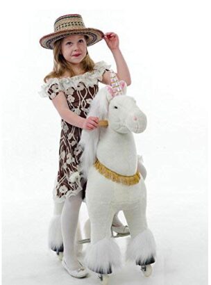 This is an image of kid's Rider-on unicorn in white color