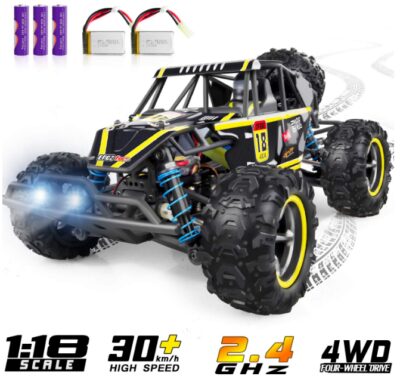 This is an image of Monster truck with RC by WHIRLT in black and yellow colors