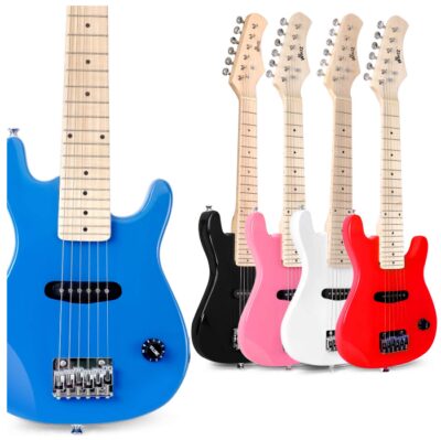 This is an image of kid's electric guitar small size in different colors