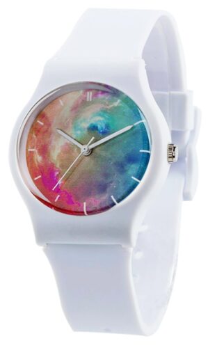 this is an image of a white resin watch for teenage girls. 