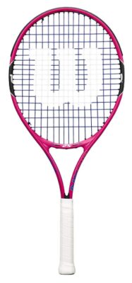 this is an image of a pink tennis racket for kids.
