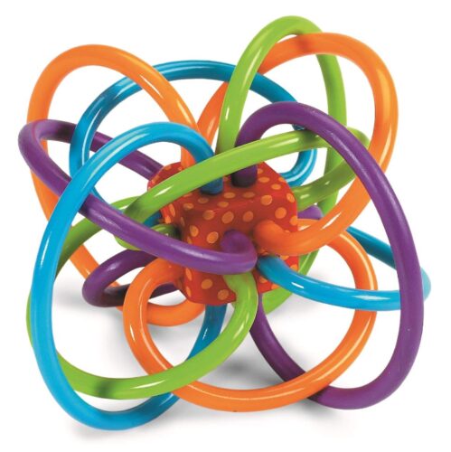 this is an image of a Winkel rattle & sensory teether toy for kids. 