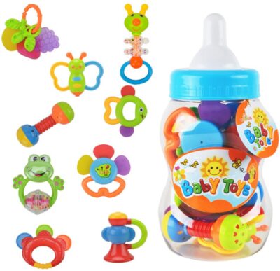 This is an image of a baby rattle teether toy