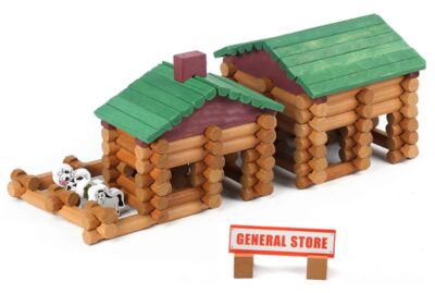 this is an image of a 170-piece educational wood logs building set for kids ages 3 and up. 