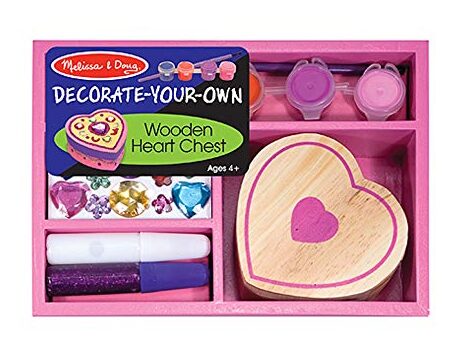this is an image of a wooden heart box craft kit for kids.