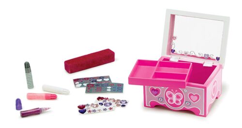 this is an image of a wooden jewelry box craft kit for kids.