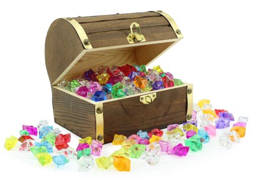 this is an image of a wooden treasure chest storage.