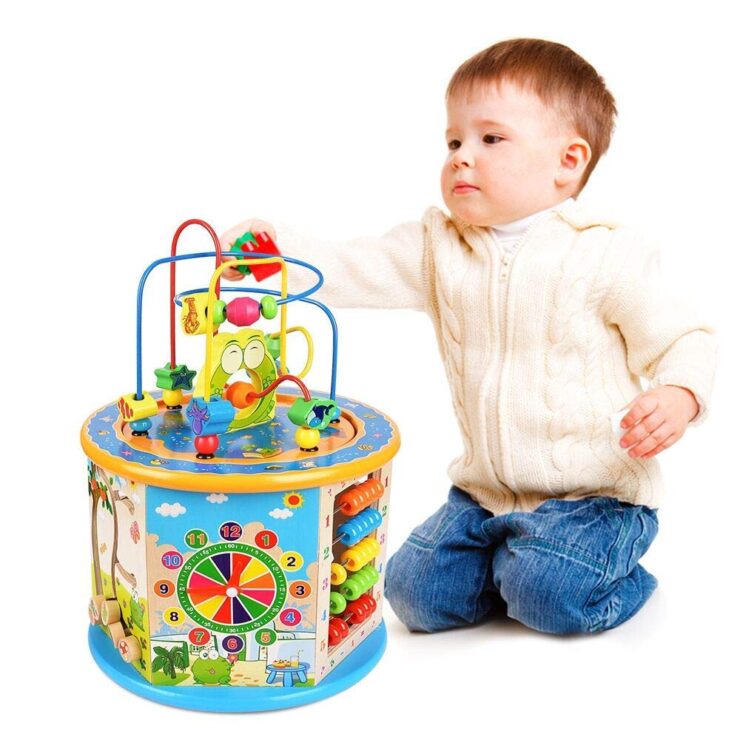 Wooden activity cube 8 in 1 learning toy for kids