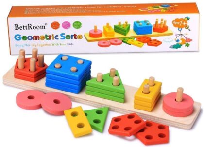 This is an image of kid's wooden board blocks in colorful colors