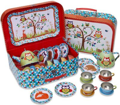 This is an image of kids tea play set with carry case 