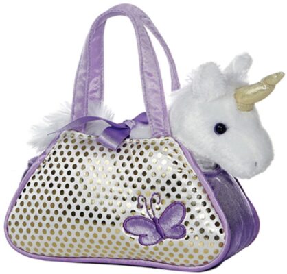 This is an image of Fancy pals purse unicorn for kids in purple color