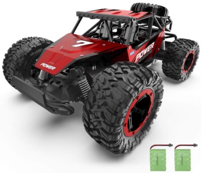 This is an image of Monster truck with remote contral by XIXOV in black and red colors